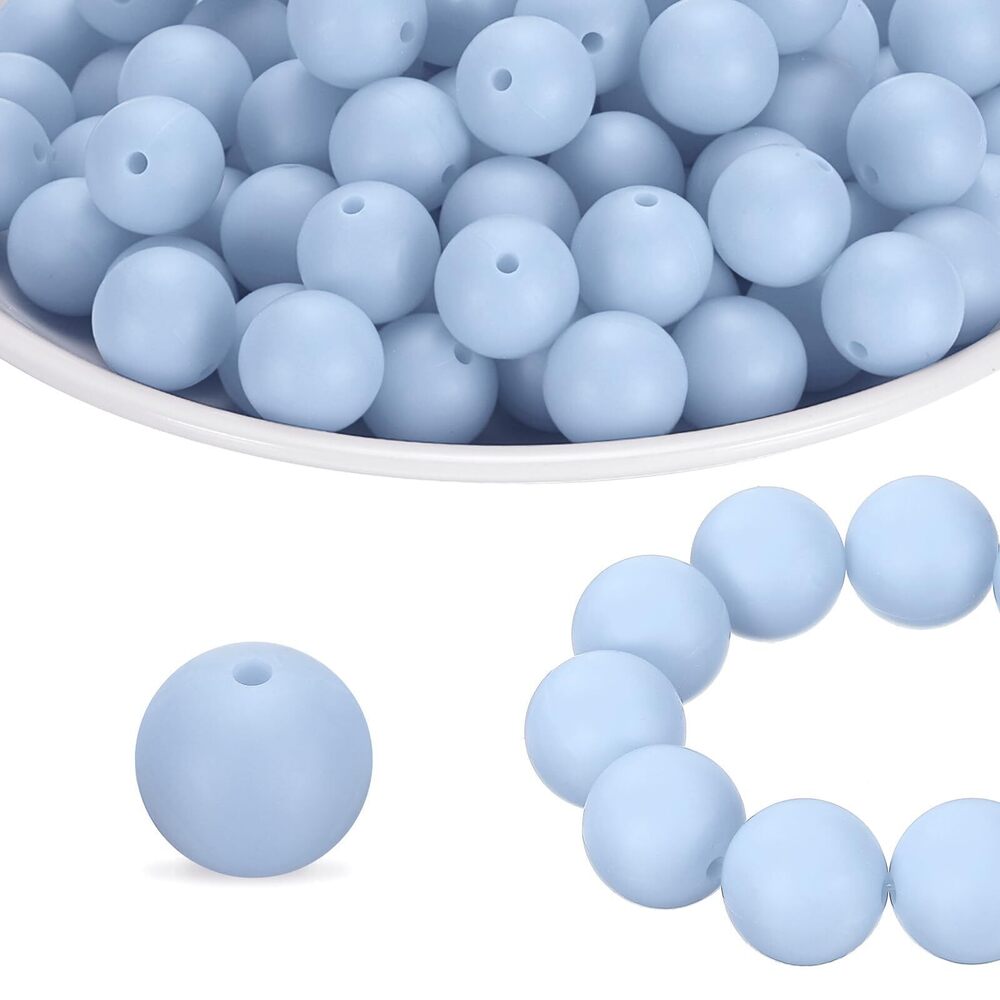 9844 160Pcs Silicone Beads 12mm Round Rubber Focal Beads Bulk for Pens